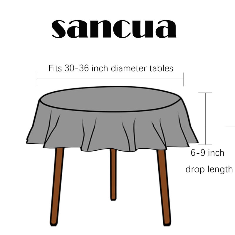 sancua Round Tablecloth - 60 Inch - Water Resistant Spill Proof Washable Polyester Table Cloth Decorative Fabric Table Cover for Dining Tables  Buffet Parties and Camping  Beige - Image 2